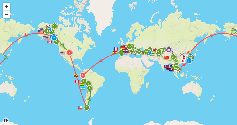 Itinéraire tour du monde 11 en vélo