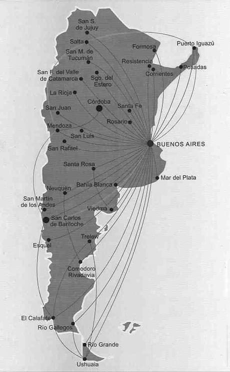 Principaux Trajets par Avion en Argentine